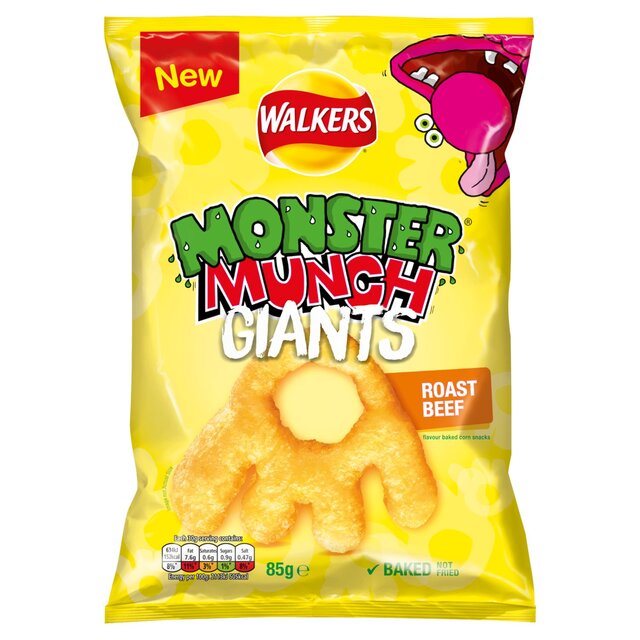 Walkers Monster Munch Roas Beef partageant les collations 98g