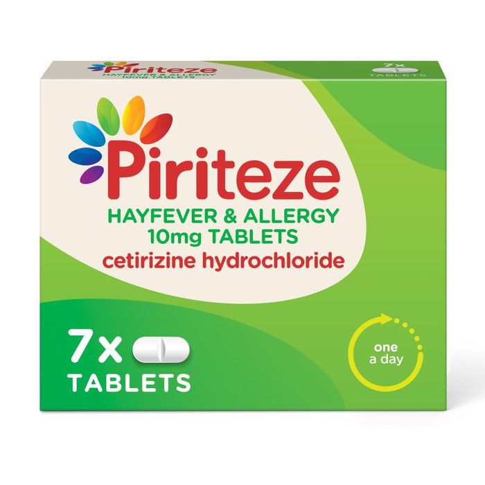 Tabletas de alivio de alergias antihistamínas Piriteze Cetrizine 7 por paquete