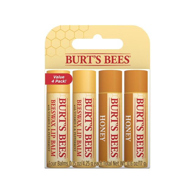 Burt's Bienen 100% natürlicher Feuchtigkeits -Lippenbalsam Original Bienenwachs & Honig 4 pro Pack