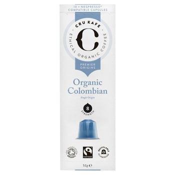 Cru Kafe Organic Single Origin Colombien Nespresso Capsules compatibles 10 par paquet