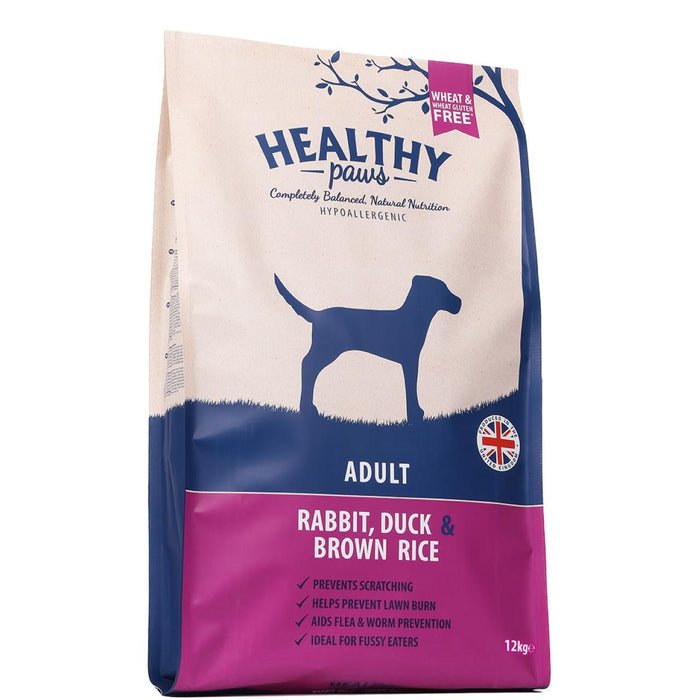 Healthy Paws Rabbit Duck & Brown Rice Adult Dog Food 12kg