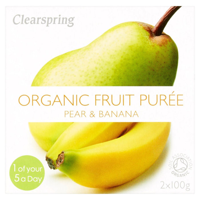 ClearSpring Organic Pear & Banana Purée 2 x 100g