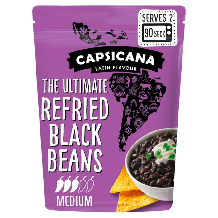 Capsicana Mexican Refried Chipotle Black Beas Medium 200g